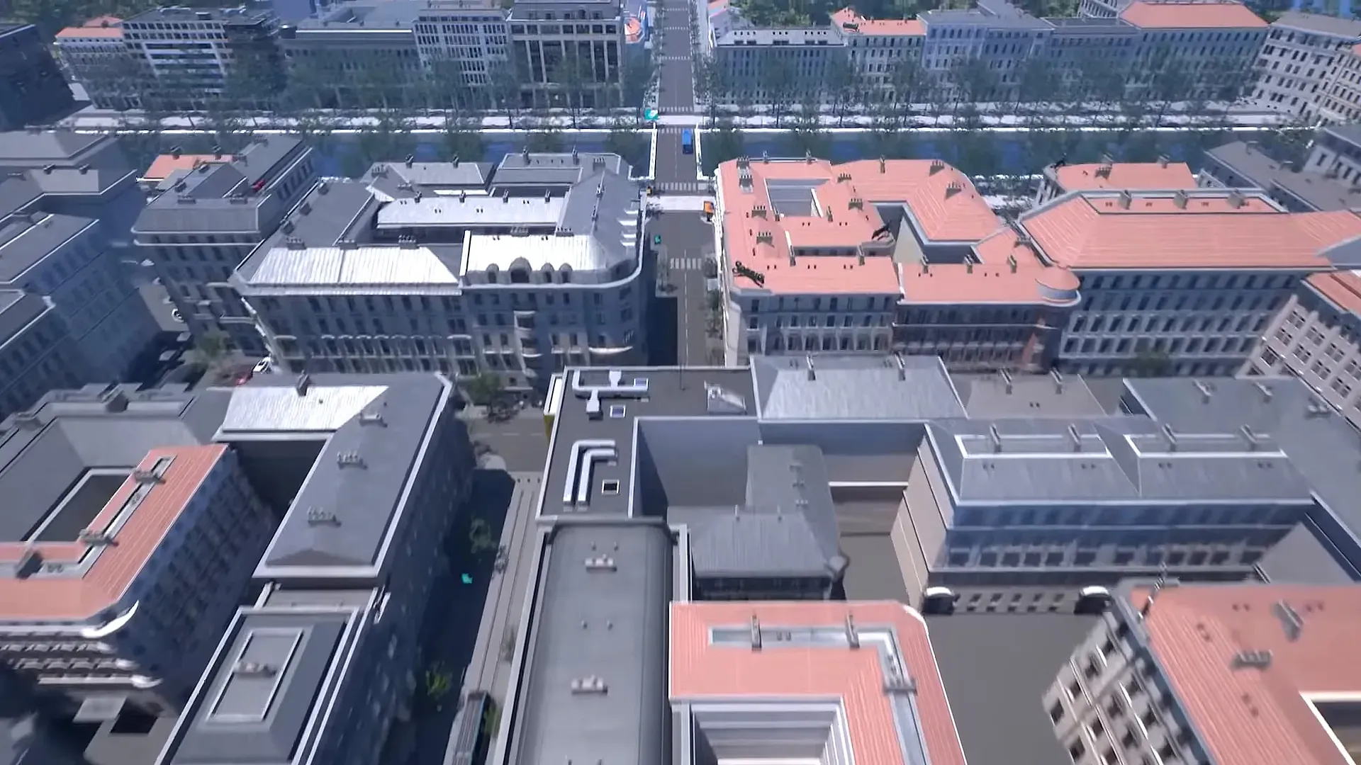 Vue aérienne d’une ville simulée sous Unreal Engine 5, Cityz Tour