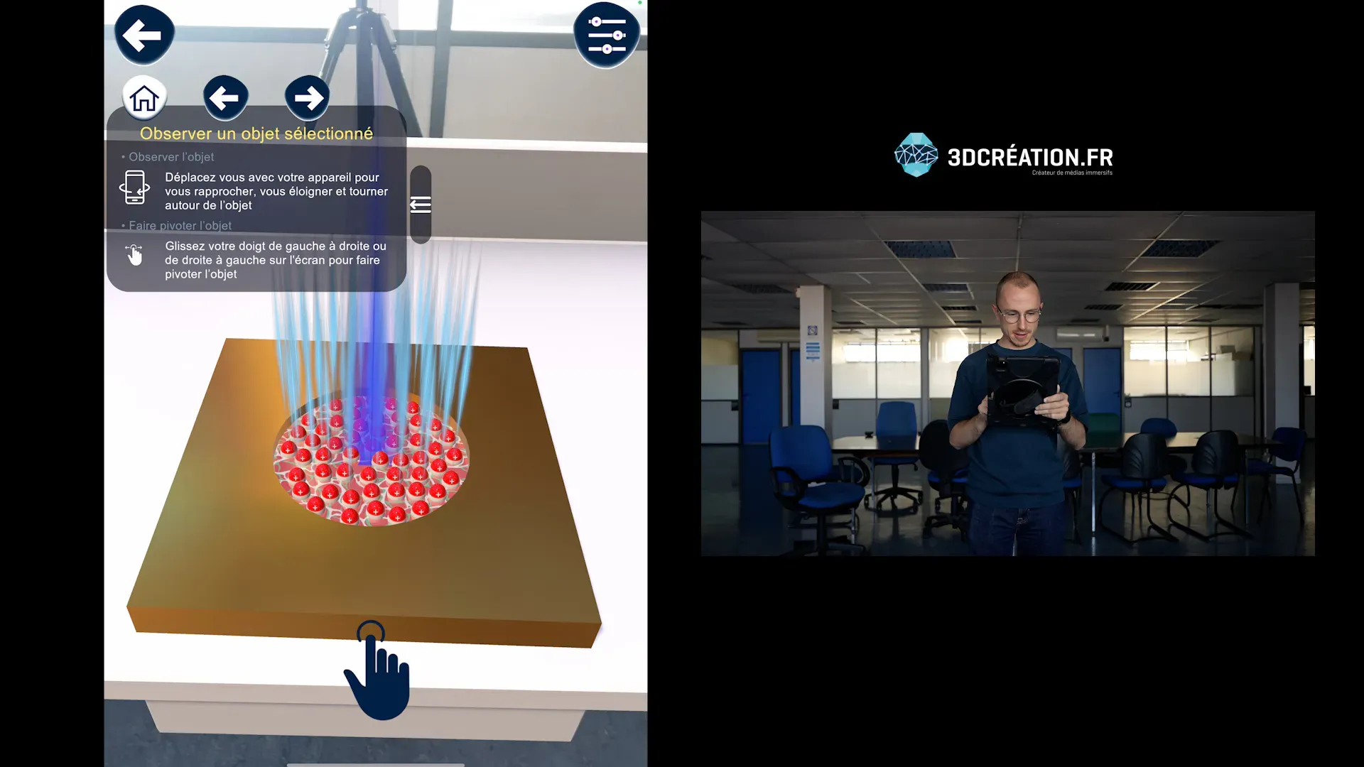 Virtual Lab du CNRS : expérience en réalité augmentée sur tablette