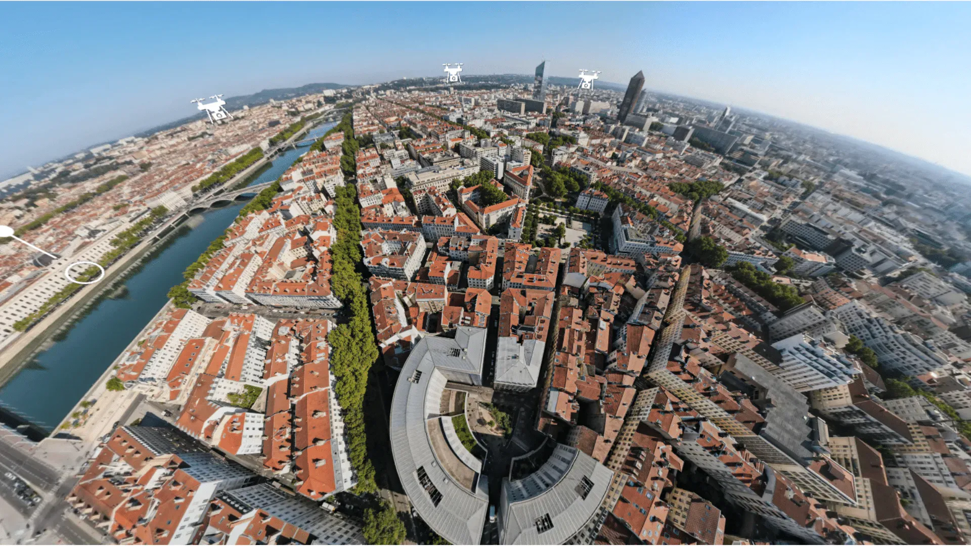 Vue aérienne de Lyon en 360°